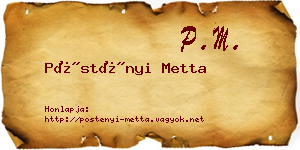 Pöstényi Metta névjegykártya